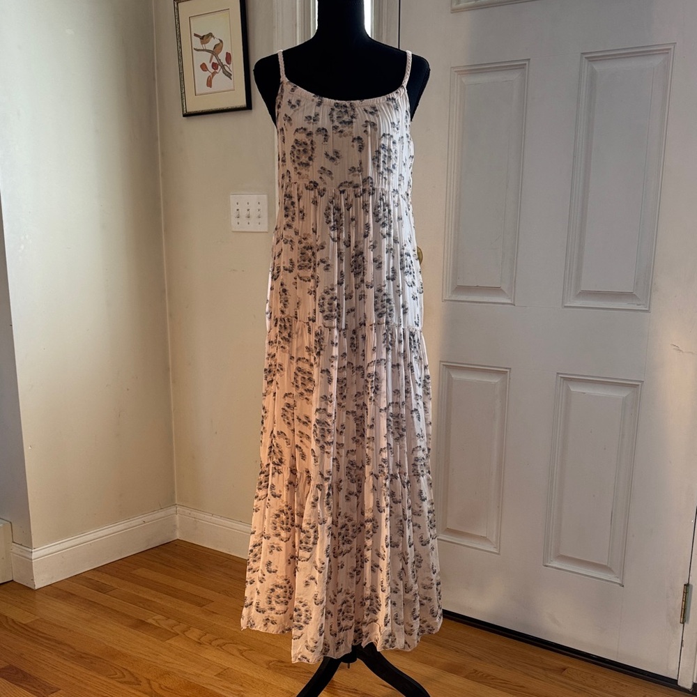 Elena Baldi Italy silk blend tiered ruffle floral maxi Summer dress Size Small